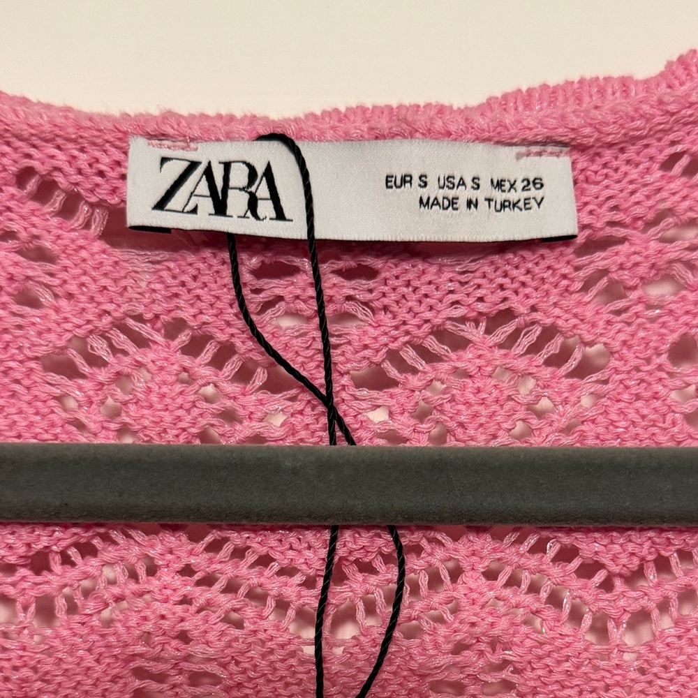 Zara Pink Lace Knit Top - Picture 2 of 3